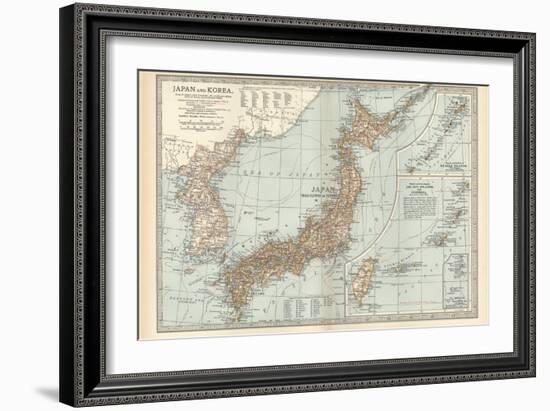 Map of Japan and Korea. Insets of Kurile Islands and Liu-Kiu Islands and Formosa (Taiwan)-Encyclopaedia Britannica-Framed Art Print