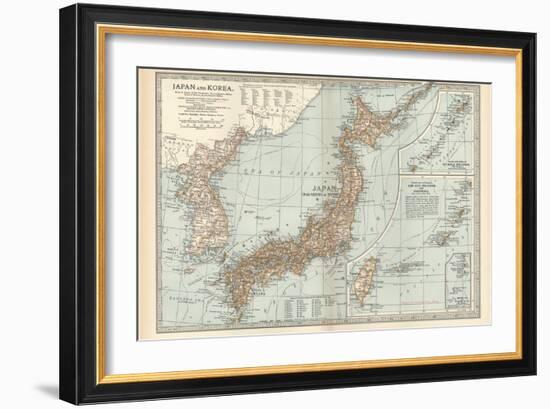 Map of Japan and Korea. Insets of Kurile Islands and Liu-Kiu Islands and Formosa (Taiwan)-Encyclopaedia Britannica-Framed Art Print