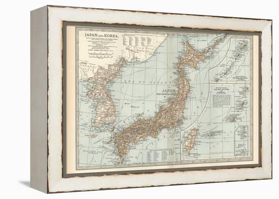 Map of Japan and Korea. Insets of Kurile Islands and Liu-Kiu Islands and Formosa (Taiwan)-Encyclopaedia Britannica-Framed Stretched Canvas