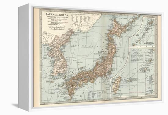 Map of Japan and Korea. Insets of Kurile Islands and Liu-Kiu Islands and Formosa (Taiwan)-Encyclopaedia Britannica-Framed Stretched Canvas