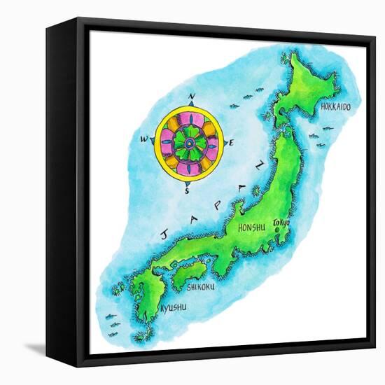 Map of Japan-Jennifer Thermes-Framed Premier Image Canvas