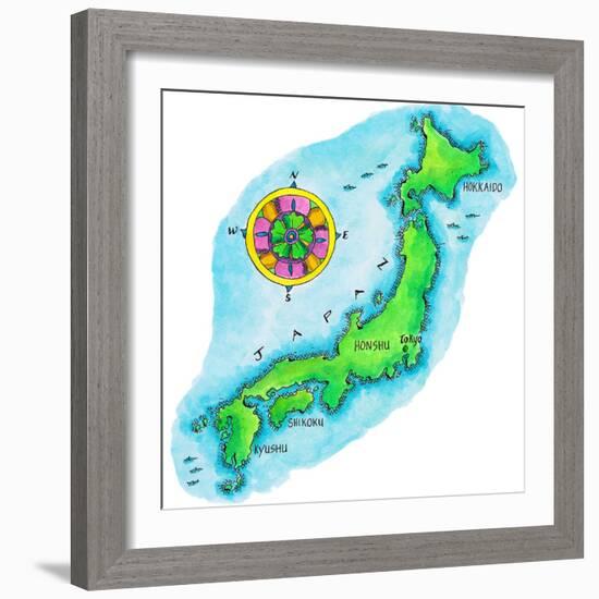 Map of Japan-Jennifer Thermes-Framed Photographic Print