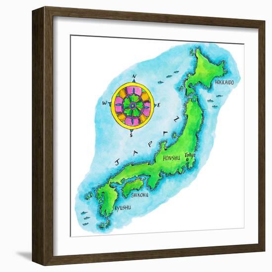 Map of Japan-Jennifer Thermes-Framed Photographic Print