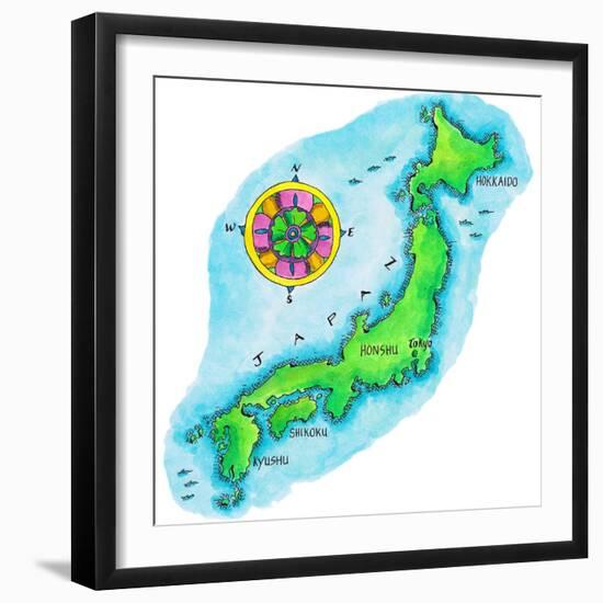Map of Japan-Jennifer Thermes-Framed Photographic Print