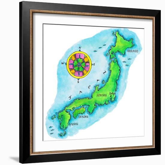 Map of Japan-Jennifer Thermes-Framed Photographic Print