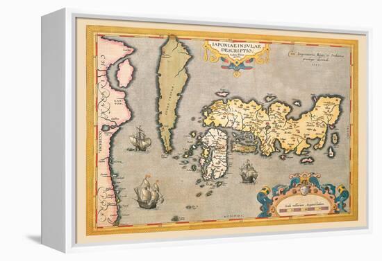 Map of Japan-Abraham Ortelius-Framed Stretched Canvas