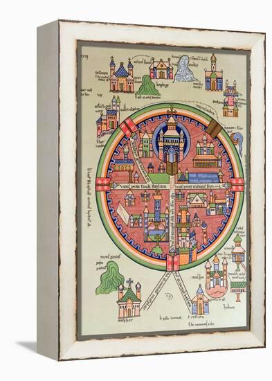 Map of Jerusalem and Palestine, Including the Sacred Sites and the Temple of Solomon-null-Framed Premier Image Canvas