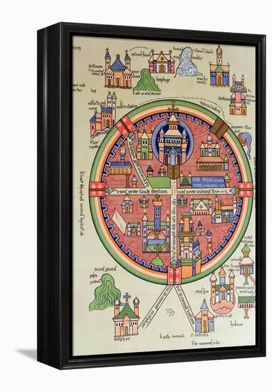 Map of Jerusalem and Palestine, Including the Sacred Sites and the Temple of Solomon-null-Framed Premier Image Canvas