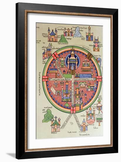 Map of Jerusalem and Palestine, Including the Sacred Sites and the Temple of Solomon-null-Framed Premium Giclee Print