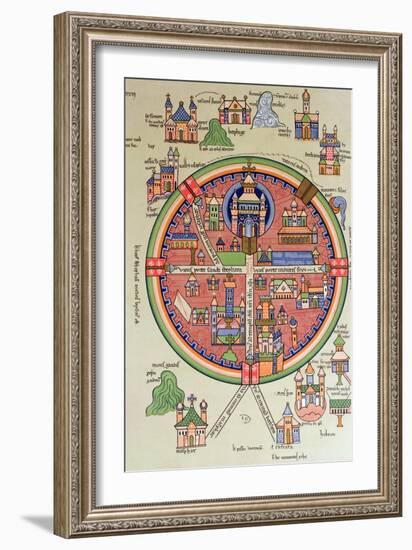 Map of Jerusalem and Palestine, Including the Sacred Sites and the Temple of Solomon-null-Framed Giclee Print