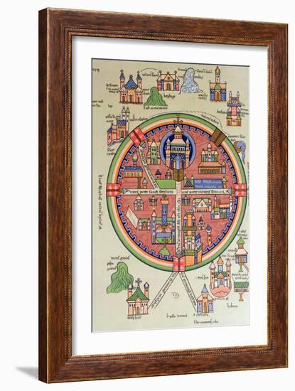 Map of Jerusalem and Palestine, Including the Sacred Sites and the Temple of Solomon-null-Framed Giclee Print