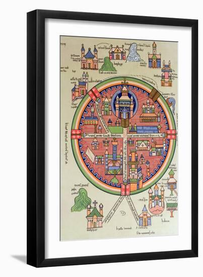 Map of Jerusalem and Palestine, Including the Sacred Sites and the Temple of Solomon-null-Framed Giclee Print