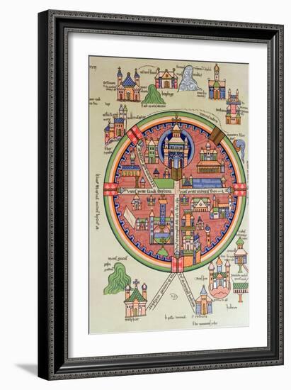 Map of Jerusalem and Palestine, Including the Sacred Sites and the Temple of Solomon-null-Framed Giclee Print