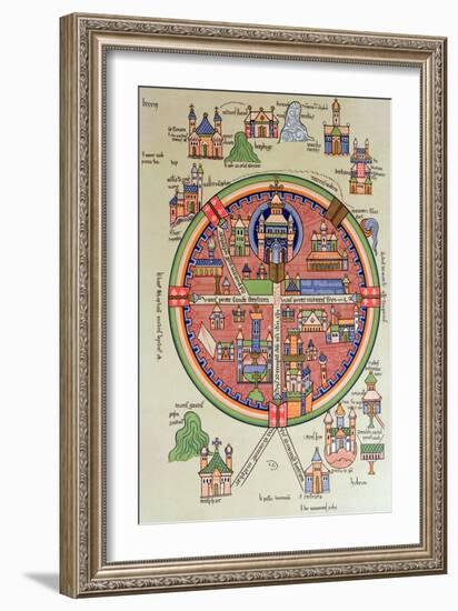 Map of Jerusalem and Palestine, Including the Sacred Sites and the Temple of Solomon-null-Framed Giclee Print