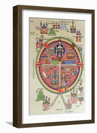 Map of Jerusalem and Palestine, Including the Sacred Sites and the Temple of Solomon-null-Framed Giclee Print