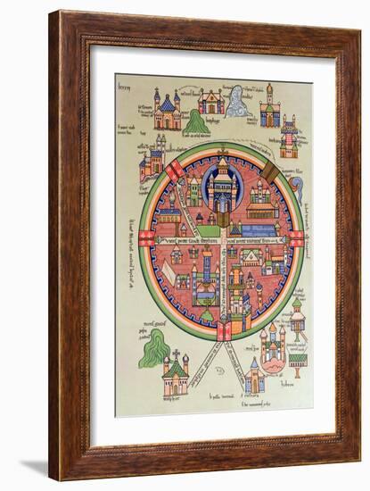 Map of Jerusalem and Palestine, Including the Sacred Sites and the Temple of Solomon-null-Framed Giclee Print