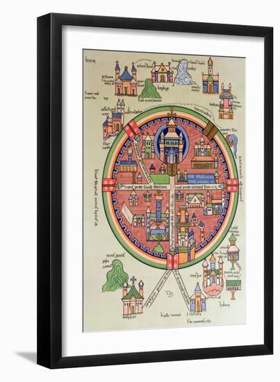 Map of Jerusalem and Palestine, Including the Sacred Sites and the Temple of Solomon-null-Framed Giclee Print