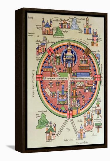 Map of Jerusalem and Palestine, Including the Sacred Sites and the Temple of Solomon-null-Framed Premier Image Canvas