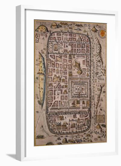 Map of Jerusalem and Surrounding Area Engraved-Joris Hoefnagel-Framed Giclee Print