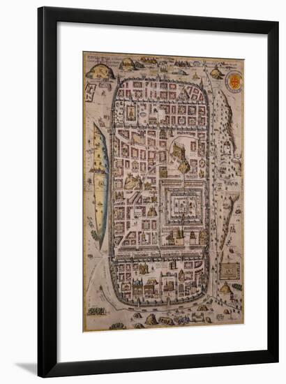 Map of Jerusalem and Surrounding Area Engraved-Joris Hoefnagel-Framed Giclee Print