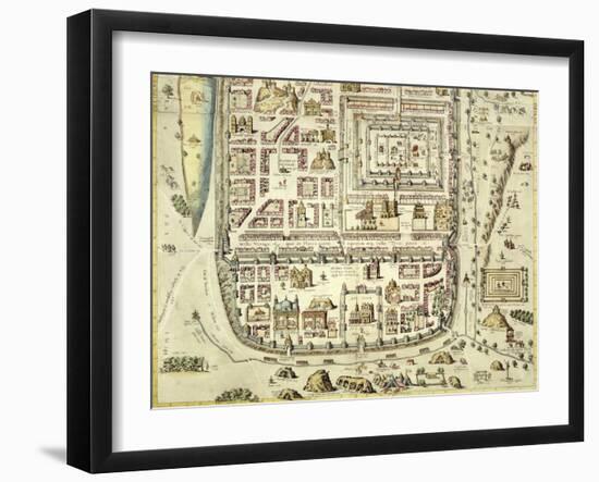 Map of Jerusalem and the Surrounding Area-Joris Hoefnagel-Framed Giclee Print