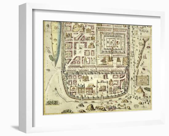 Map of Jerusalem and the Surrounding Area-Joris Hoefnagel-Framed Giclee Print