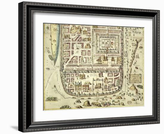 Map of Jerusalem and the Surrounding Area-Joris Hoefnagel-Framed Giclee Print