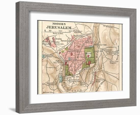 Map of Jerusalem (C. 1900), Maps-Encyclopaedia Britannica-Framed Art Print