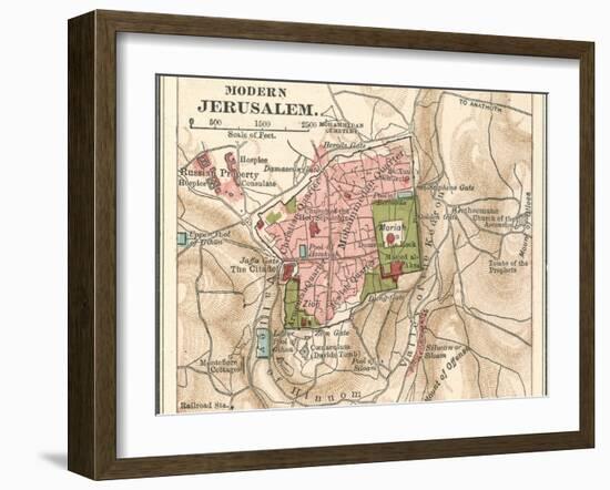 Map of Jerusalem (C. 1900), Maps-Encyclopaedia Britannica-Framed Art Print