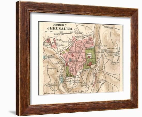 Map of Jerusalem (C. 1900), Maps-Encyclopaedia Britannica-Framed Art Print