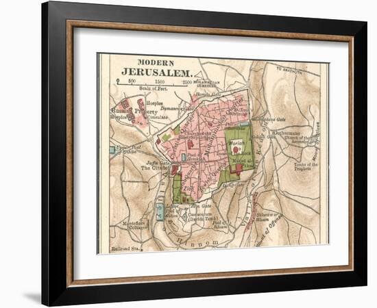 Map of Jerusalem (C. 1900), Maps-Encyclopaedia Britannica-Framed Art Print