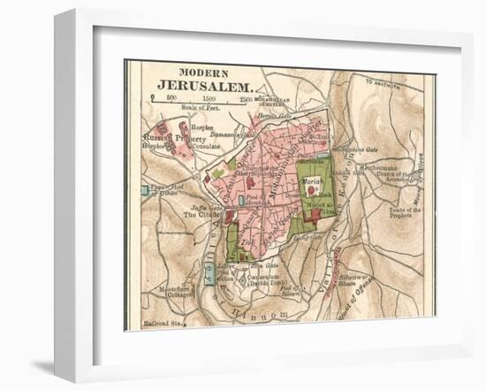 Map of Jerusalem (C. 1900), Maps-Encyclopaedia Britannica-Framed Art Print