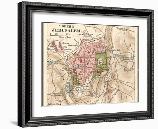 Map of Jerusalem (C. 1900), Maps-Encyclopaedia Britannica-Framed Art Print