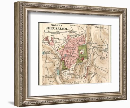 Map of Jerusalem (C. 1900), Maps-Encyclopaedia Britannica-Framed Art Print