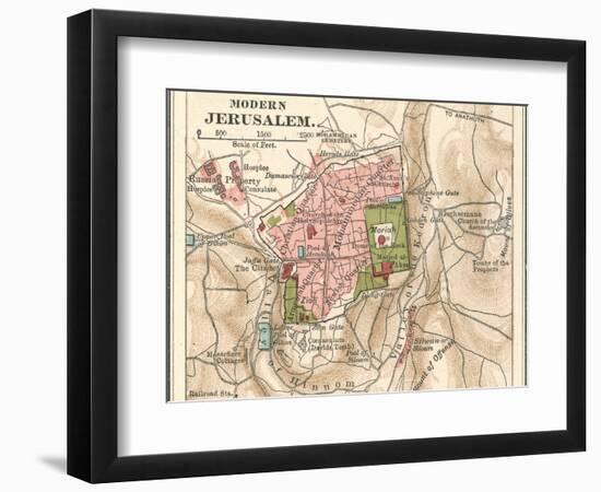 Map of Jerusalem (C. 1900), Maps-Encyclopaedia Britannica-Framed Art Print