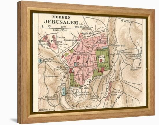 Map of Jerusalem (C. 1900), Maps-Encyclopaedia Britannica-Framed Stretched Canvas