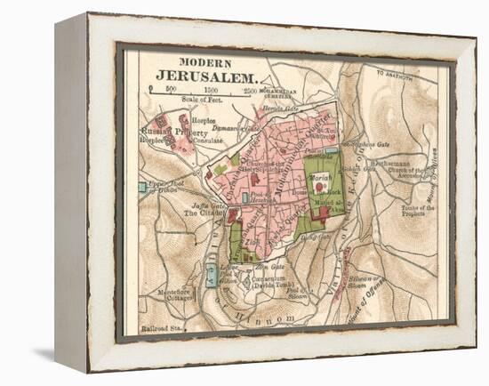 Map of Jerusalem (C. 1900), Maps-Encyclopaedia Britannica-Framed Stretched Canvas