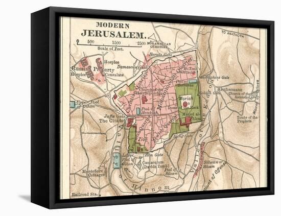 Map of Jerusalem (C. 1900), Maps-Encyclopaedia Britannica-Framed Stretched Canvas