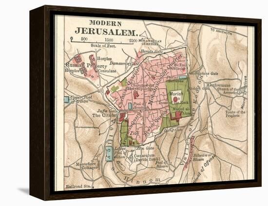 Map of Jerusalem (C. 1900), Maps-Encyclopaedia Britannica-Framed Stretched Canvas