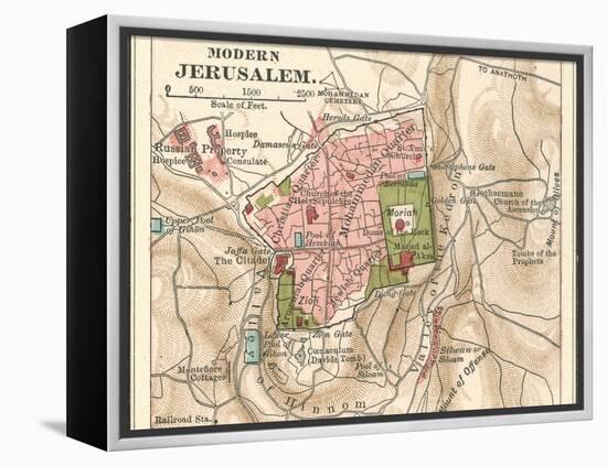 Map of Jerusalem (C. 1900), Maps-Encyclopaedia Britannica-Framed Stretched Canvas