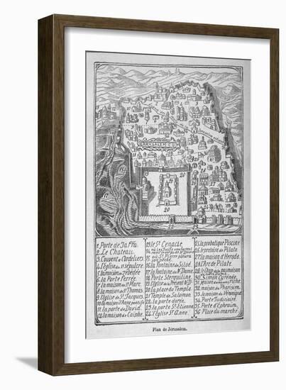 Map of Jerusalem During Ibn Batuta's Travels-null-Framed Art Print