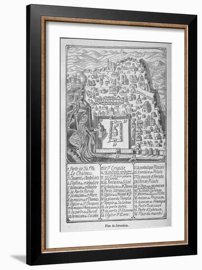 Map of Jerusalem During Ibn Batuta's Travels-null-Framed Art Print