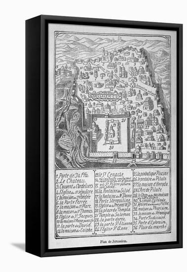 Map of Jerusalem During Ibn Batuta's Travels-null-Framed Stretched Canvas