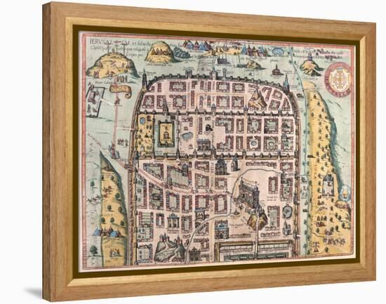 Map of Jerusalem from Civitates Orbis Terrarum-null-Framed Premier Image Canvas