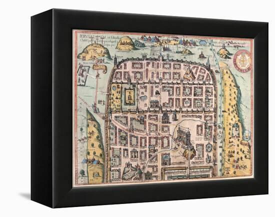 Map of Jerusalem from Civitates Orbis Terrarum-null-Framed Premier Image Canvas