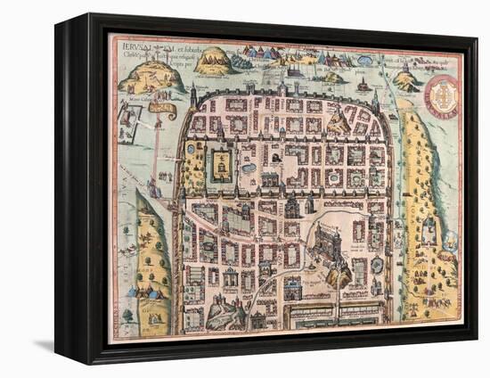 Map of Jerusalem from Civitates Orbis Terrarum-null-Framed Premier Image Canvas