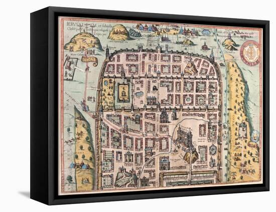 Map of Jerusalem from Civitates Orbis Terrarum-null-Framed Premier Image Canvas