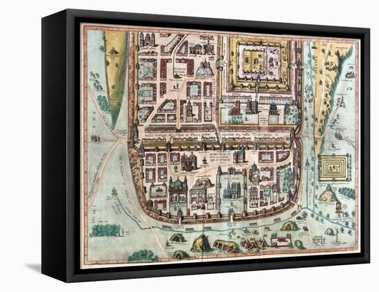 Map of Jerusalem from Civitates Orbis Terrarum-null-Framed Premier Image Canvas