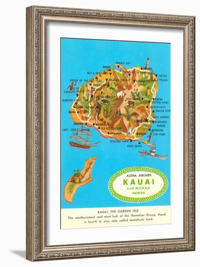 Map of Kauai, Hawaii-null-Framed Art Print