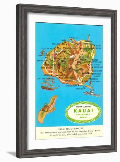 Map of Kauai, Hawaii-null-Framed Art Print